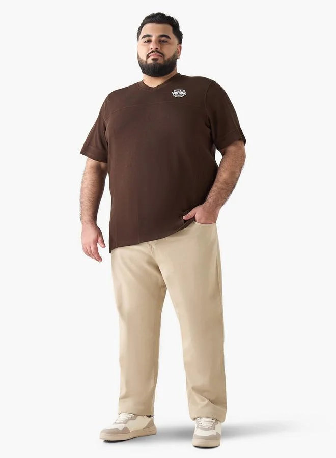 ماكسيم Men Regular Fit V-neck Short Sleeve Red Bull New York Print T-shirt